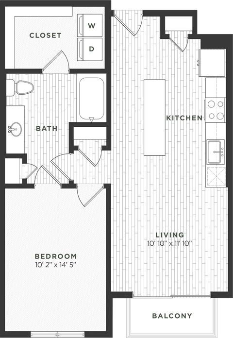 One bedroom floor plan